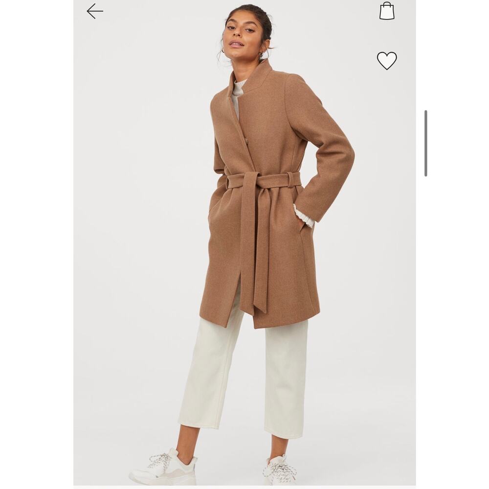 H&M Camel Belted Trench Coat Size Small